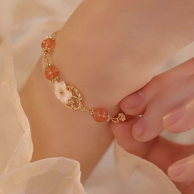 Braccialetto Buddha Stones Red Agate Tridacna Stone Flower Confidence