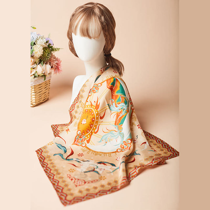 Buddha Stones Sciarpa in seta di gelso 100% di Dunhuang Riyue Mountain Scialle Dunhuang