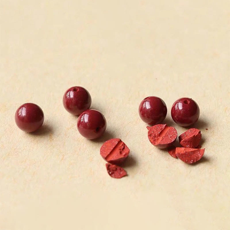 Braccialetto alla caviglia con cordino di benedizione in perline di cinabro fortunato naturale Buddha Stones