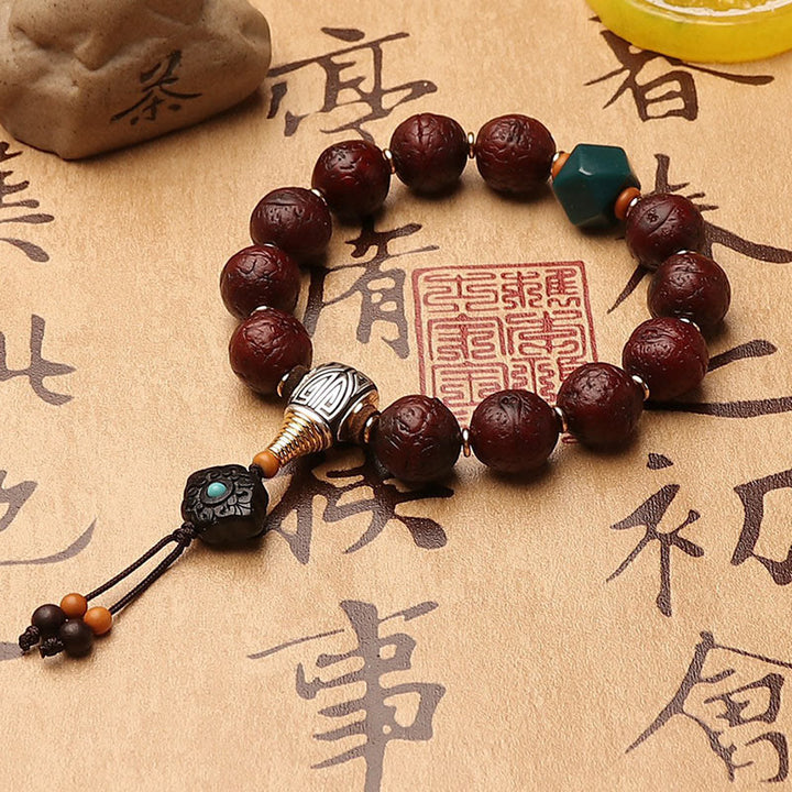 Buddha Stones Tibetano Bodhi Seme Agata Perlina Fortuna Ricchezza Nappa Ciondolo Polso Mala