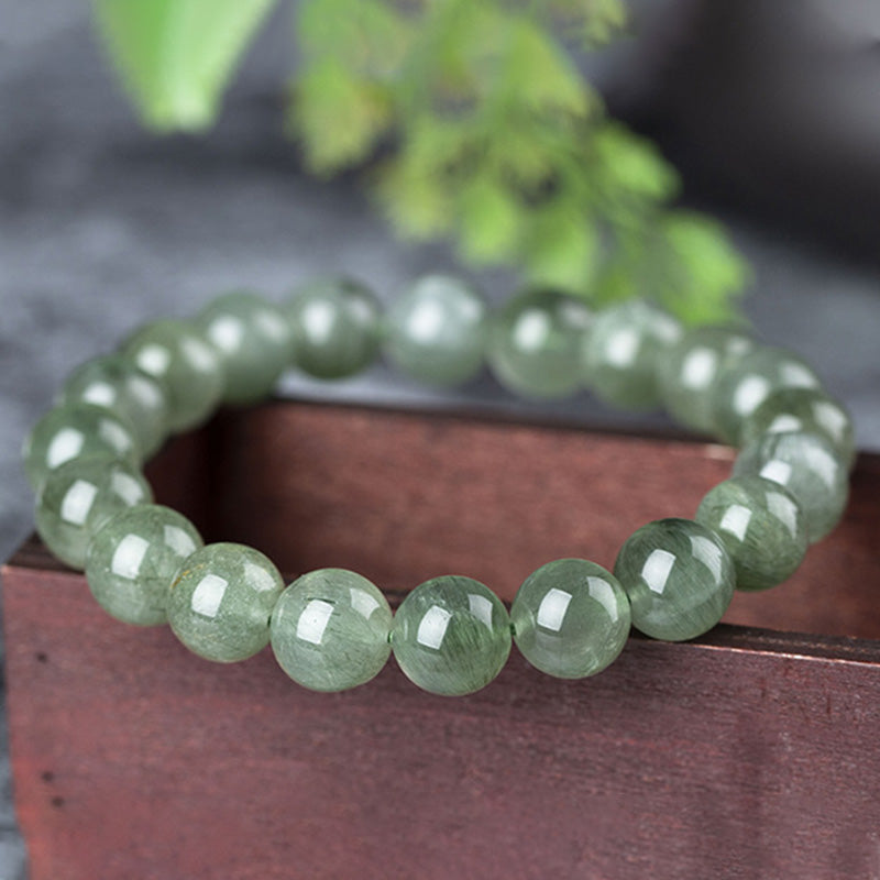 Braccialetto di benedizione e ricchezza in cristallo verde naturale Buddha Stones