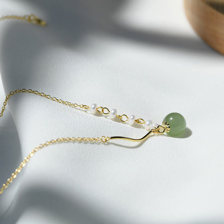 Pietre del BuddhaPerla di giada naturale di HetianPerla della fortunaCollana pendente