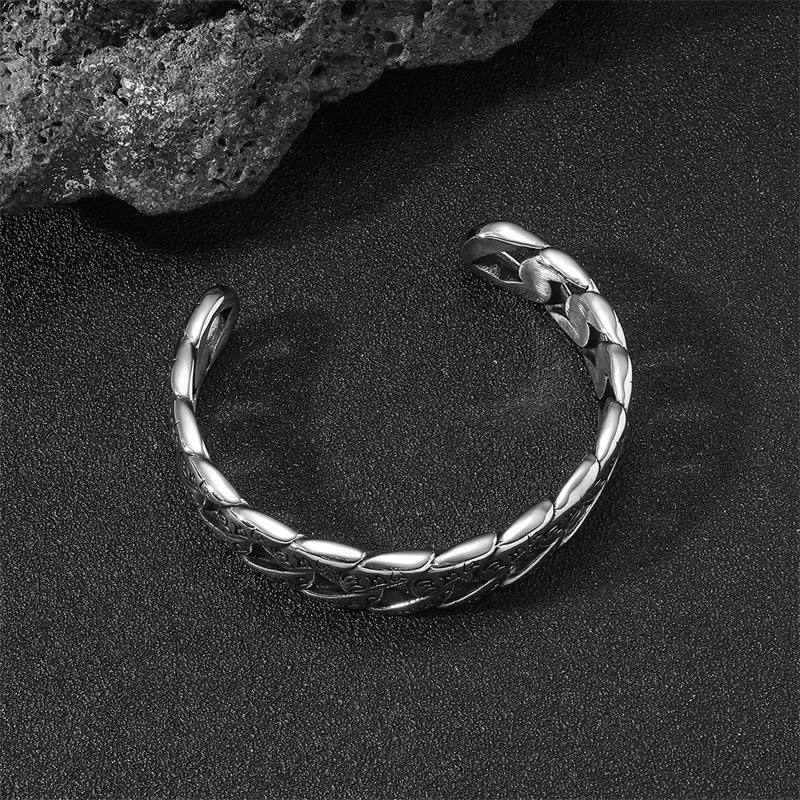 Buddha Stones Tibetano Om Mani Padme Hum Mantra Titanio Acciaio Pace Cuf Bracciale Bangle