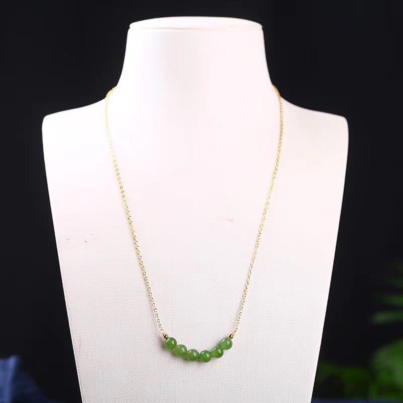 Collana con ciondolo portafortuna in giada ciano Hetian placcata in oro 14k