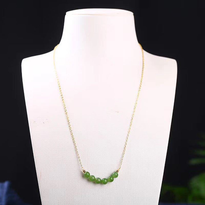 Collana con ciondolo portafortuna in giada ciano Hetian placcata in oro 14k