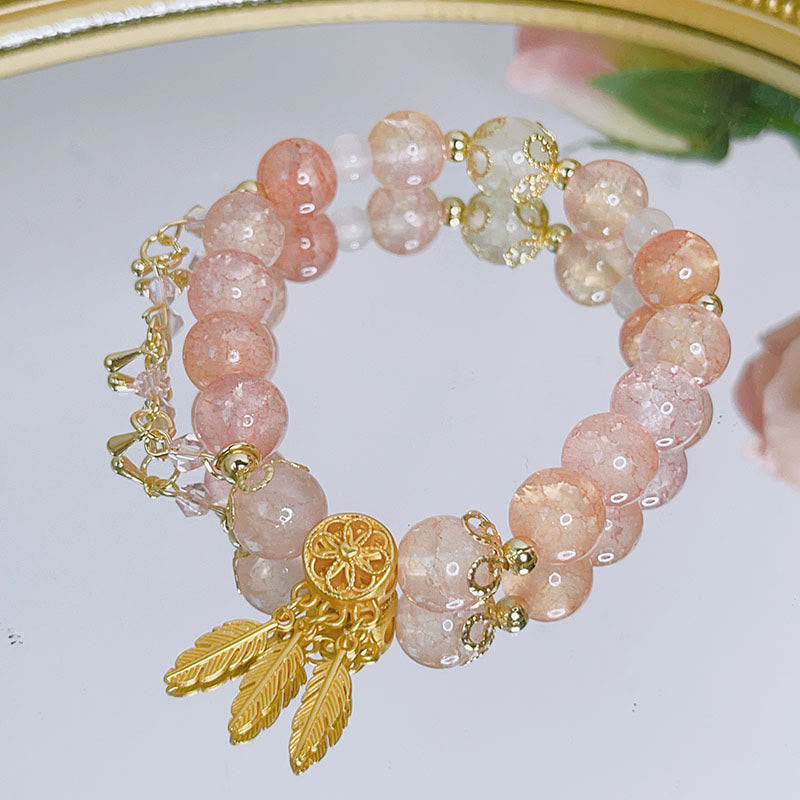 Braccialetto con ciondolo di protezione acchiappasogni in perline di vetro Buddha Stones