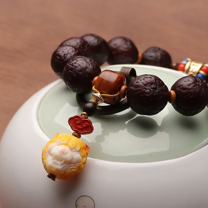 Buddha Stones Tibetano Bodhi Seme Agata Perlina Fortuna Ricchezza Nappa Ciondolo Polso Mala