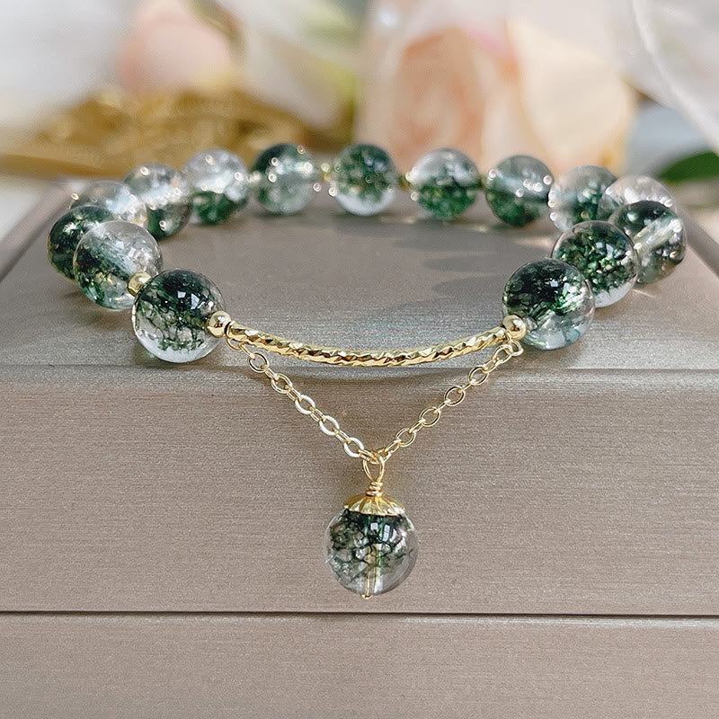 Braccialetto con ciondolo Buddha Stones Green Phantom Crystal Confidence