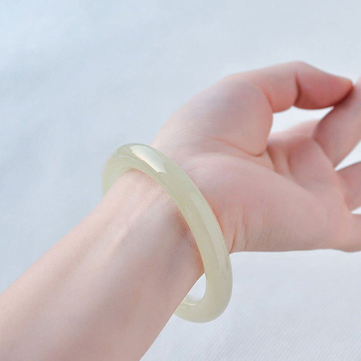 Buddha Stones Braccialetto con polsino in giada afgana naturale Abbondanza