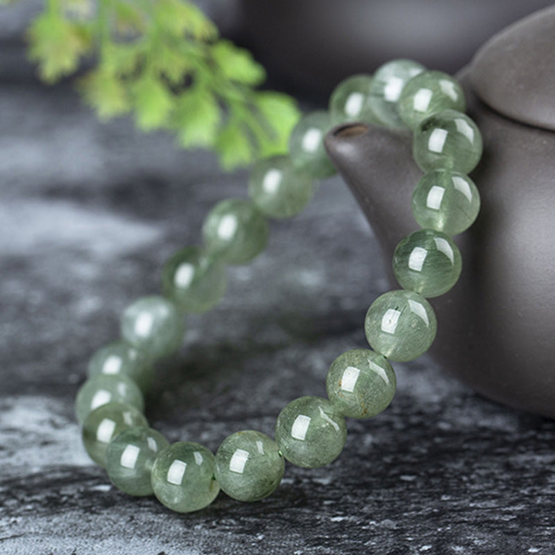 Braccialetto di benedizione e ricchezza in cristallo verde naturale Buddha Stones