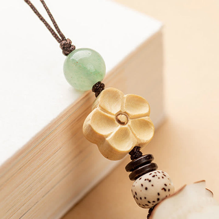 Buddha Stones Seme di Bodhi naturale Sacchetto di soldi Fiore Benedizione Prosperità Portachiavi