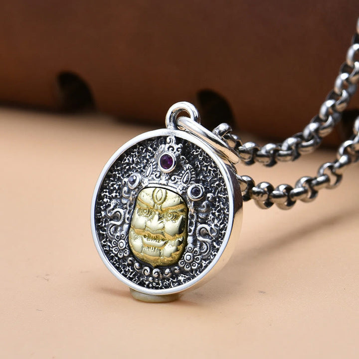 Buddha Stones 925 Sterling Silver Zakiram Dea della Ricchezza Dorje Vajra Collana Pendente Spirituale
