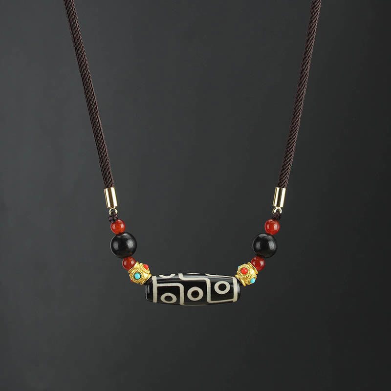 Buddha Stones Tibetano Nove Occhi Dzi Bead Protezione Benedizioni Collana Pendente