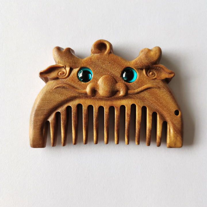 Pettine portatile cinese con sandalo verde dello zodiaco della pace