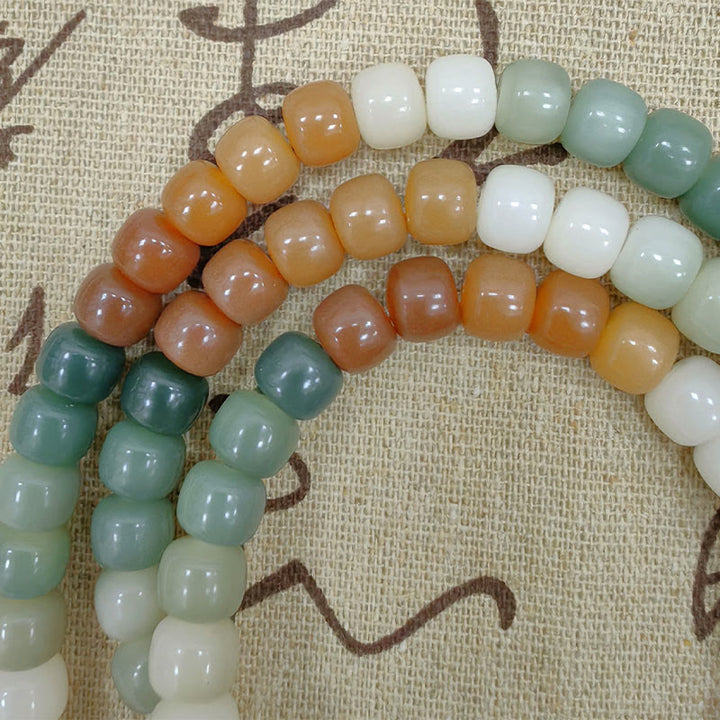 Buddha Stones 108 Mala Beads Gradient Bodhi Seed Green Tara Buddha Braccialetto inciso Peace Harmony