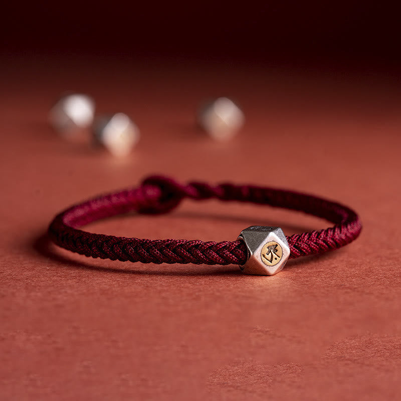 Braccialetto in corda intrecciata con protezione della fortuna del Buddha, fatto a mano in argento sterling 925 con zodiaco cinese, Buddha Stones natale