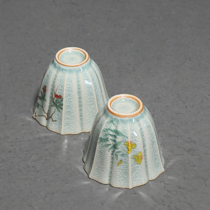 Buddha Stones Nespolo giapponese Corniolo Biancospino Morning Glory Tazza da tè in ceramica Tazza da tè Kung Fu