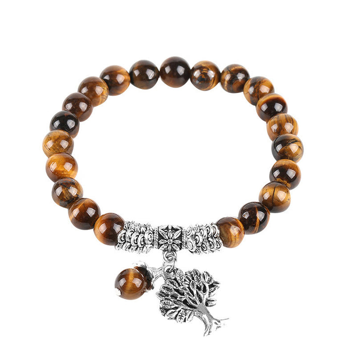 Braccialetto elastico portafortuna con albero della vita in pietra preziosa naturale Buddha Stones