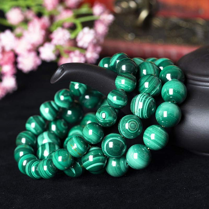 Braccialetto di protezione e calma in malachite naturale Buddha Stones
