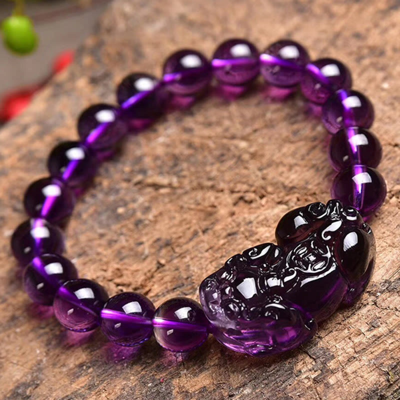 Braccialetto Buddha Stones Feng Shui Ametista Fortuna Ricchezza