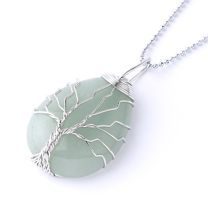 Buddha Stones Cristallo di quarzo naturale Albero della vita Collana con ciondolo energetico curativo - Albero d'argento di avventurina verde - image 40