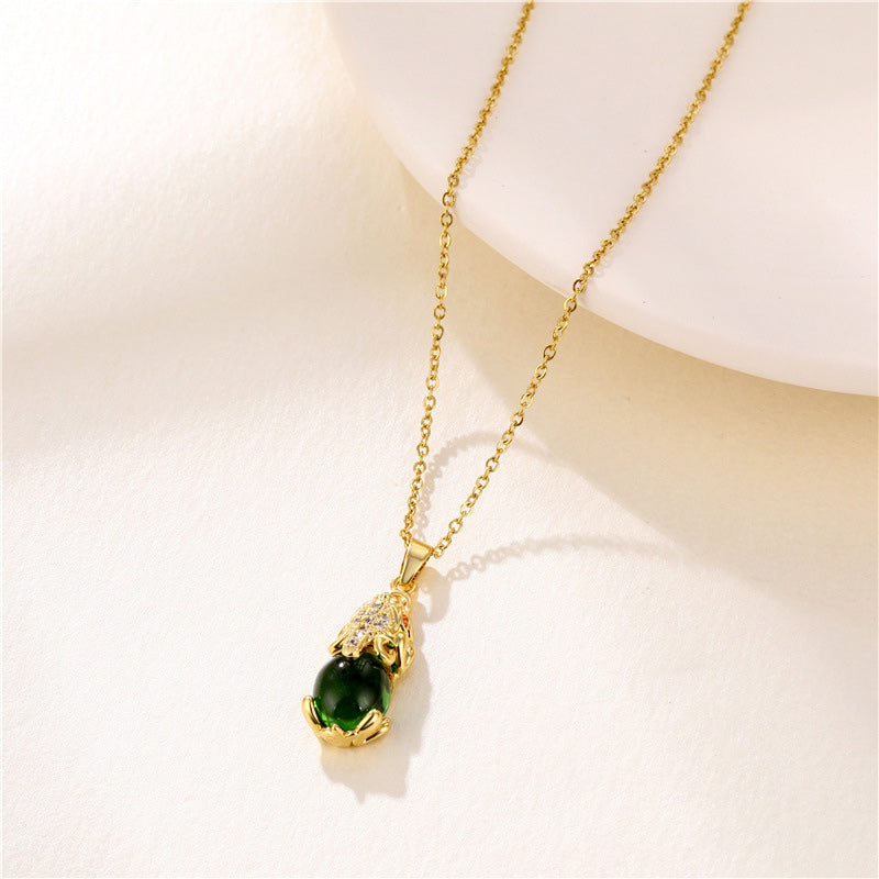 Collana della fortuna di Pixiu in granato naturale Buddha Stones - Agata verde - image 7