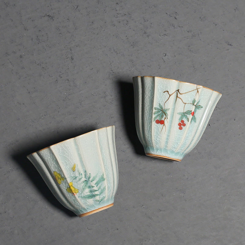 Buddha Stones Nespolo giapponese Corniolo Biancospino Morning Glory Tazza da tè in ceramica Tazza da tè Kung Fu