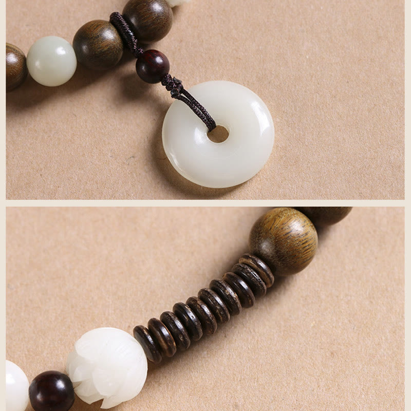 Braccialetto doppio giro Buddha Stones Bodhi Seed Sandalo verde Lotus Peace Buckle Harmony