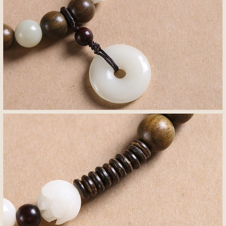 Braccialetto doppio giro Buddha Stones Bodhi Seed Sandalo verde Lotus Peace Buckle Harmony