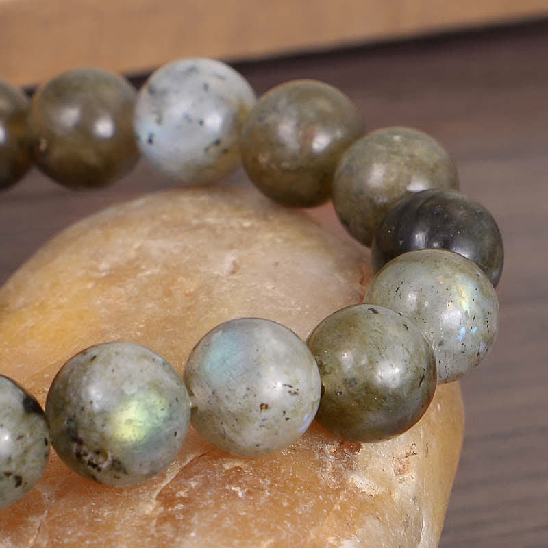 Braccialetto di perline di guarigione di supporto in pietra di luna e labradorite naturale Buddha Stones