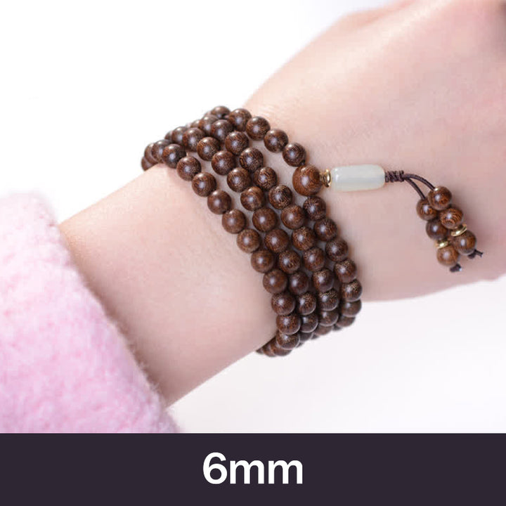 Braccialetto Buddha Stones 108 Mala Beads Palissandro Giada Calma
