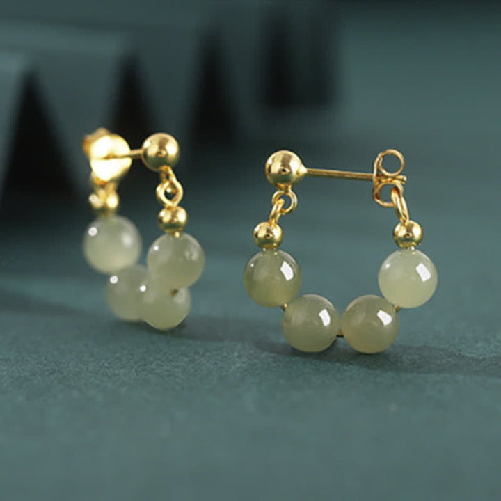 Orecchini in argento sterling 925 con perline di agata rossa e giada di Hetian