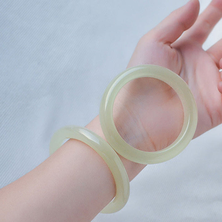 Buddha Stones Braccialetto con polsino in giada afgana naturale Abbondanza