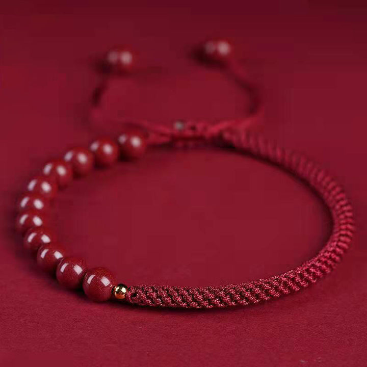 Braccialetto di corda di benedizione con nodo King Kong in cinabro naturale Buddha Stones