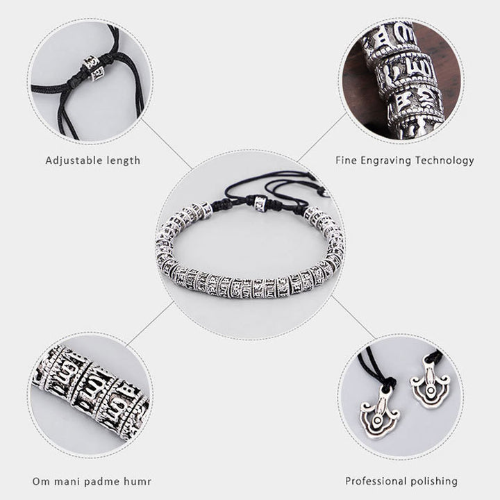 Braccialetto di purezza del mantra tibetano fatto a mano con Buddha Stones