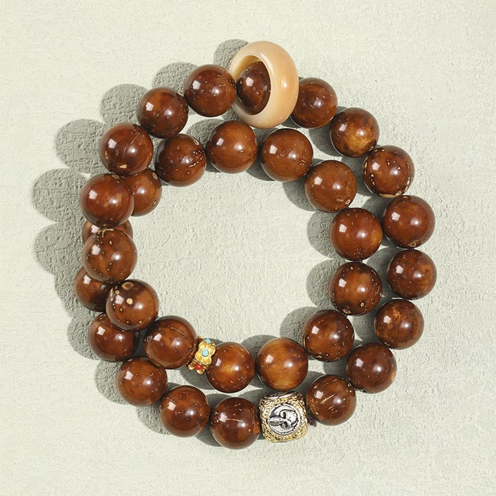 Braccialetto doppio giro Buddha Stones Tibetano Naturale Viola Oro Ratto Bodhi Seed Ricchezza