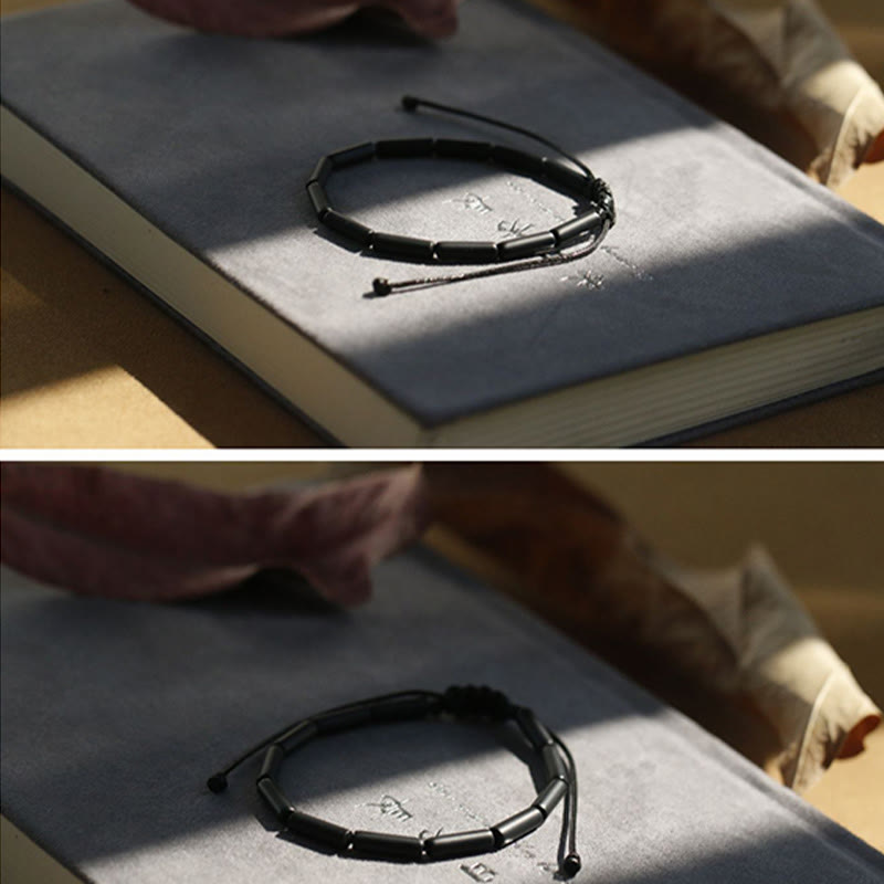 Braccialetto di protezione e supporto con perline di onice nero Buddha Stones