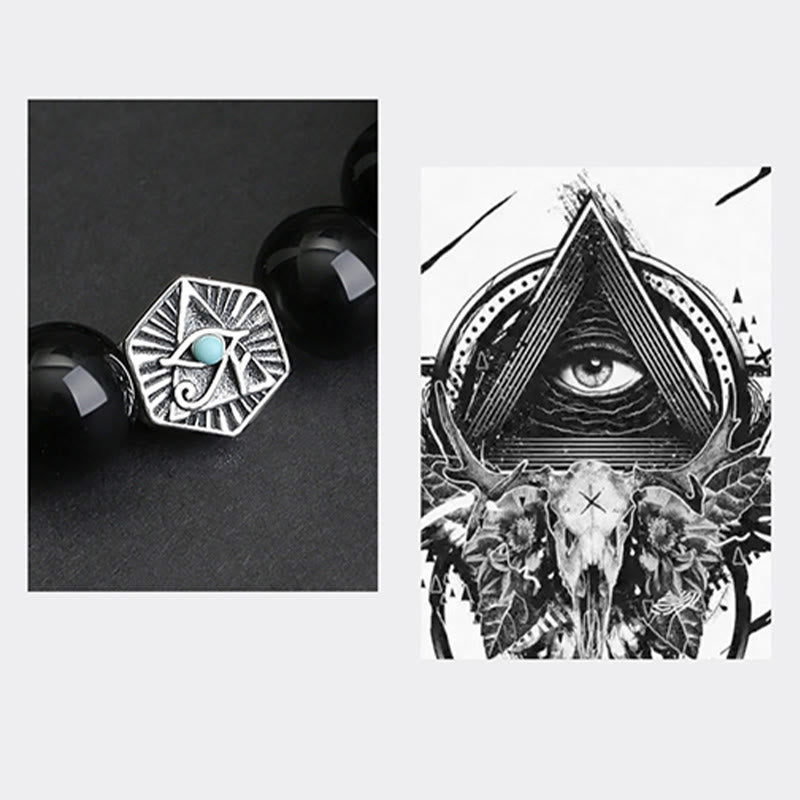 Braccialetto di purificazione Occhio di Tigre Occhio della Provvidenza in Argento Sterling 925 Buddha Stones