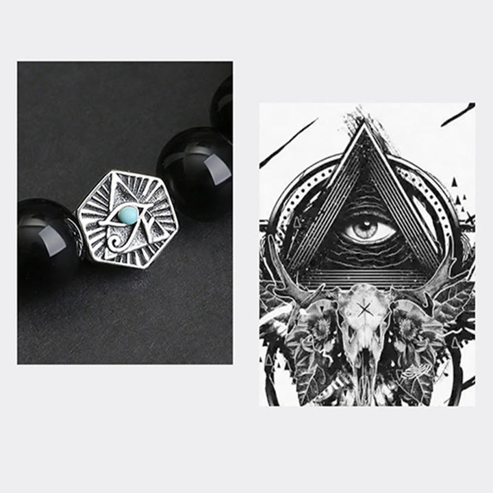 Braccialetto di purificazione Occhio di Tigre Occhio della Provvidenza in Argento Sterling 925 Buddha Stones