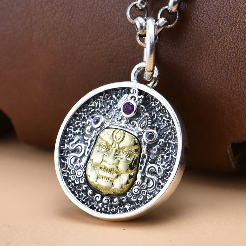 Buddha Stones 925 Sterling Silver Zakiram Dea della Ricchezza Dorje Vajra Collana Pendente Spirituale