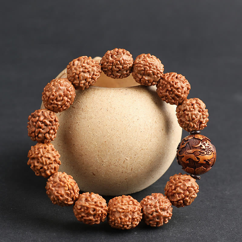 Buddha Stones Tibet Rudraksha Bodhi Seed PiXiu Moneta di rame Braccialetto della fortuna