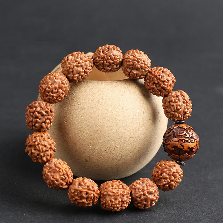 Buddha Stones Tibet Rudraksha Bodhi Seed PiXiu Moneta di rame Braccialetto della fortuna