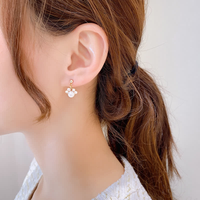 Orecchini pendenti con perle e zampa di gatto, motivo Buddha Stones - image 4