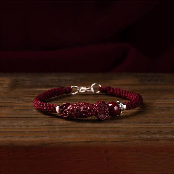 Bracciale intrecciato con Buddha Stones, PiXiu, Cinabro, Ricchezza e Fortuna, fatto a mano