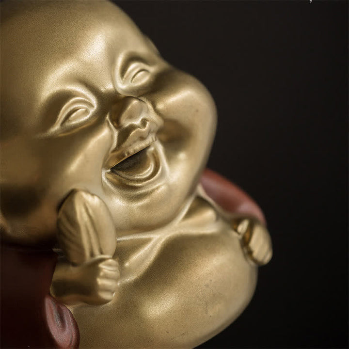 Bruciatore di incenso curativo in ceramica Little Buddha Laughing Buddha