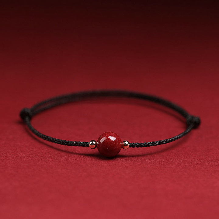 Braccialetto alla caviglia con cordino di benedizione in perline di cinabro fortunato naturale Buddha Stones