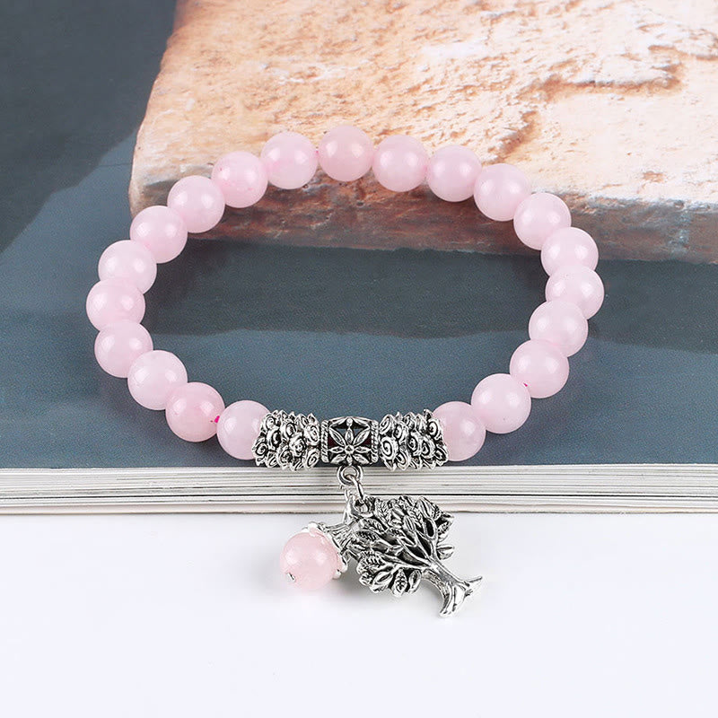Braccialetto elastico portafortuna con albero della vita in pietra preziosa naturale Buddha Stones