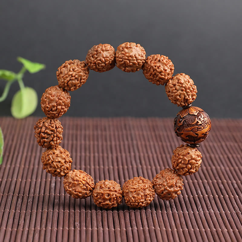 Buddha Stones Tibet Rudraksha Bodhi Seed PiXiu Moneta di rame Braccialetto della fortuna