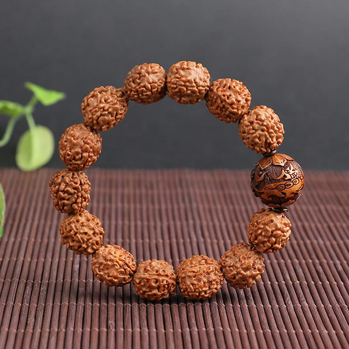 Buddha Stones Tibet Rudraksha Bodhi Seed PiXiu Moneta di rame Braccialetto della fortuna
