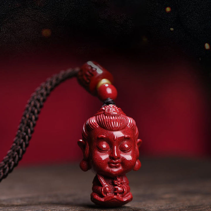 Buddha Stones Zodiaco cinese Buddha natale Cinabro naturale Amuleto Tieni lontani gli spiriti maligni Collana pendente